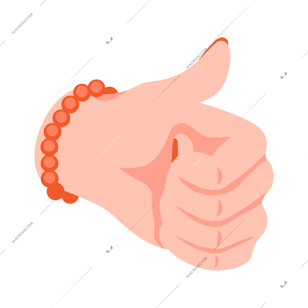 Isometric feminism conceptual icon with female hand giving thumb up 3d vector illustration