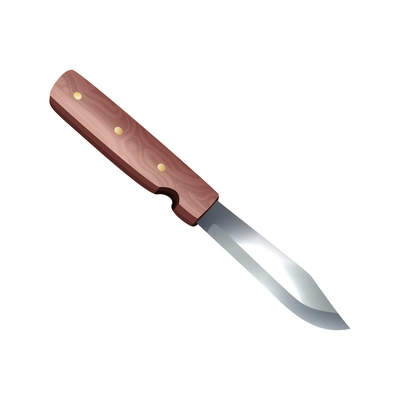 Realistic knife with wooden handle vector illustration