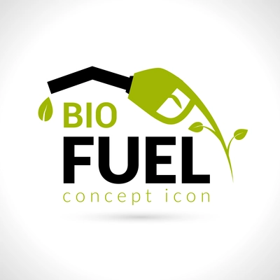 Bio fuel concept with petroleum pump with green leaf flat vector illustration