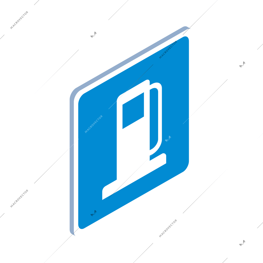 Isometric blue and white petrol station sign icon vector illustration