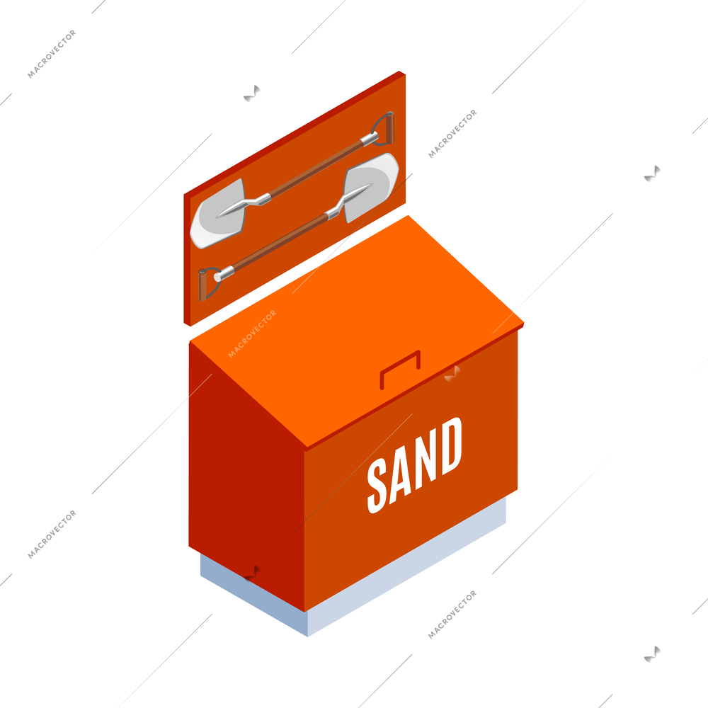 Red sand fire box isometric icon 3d vector illustration