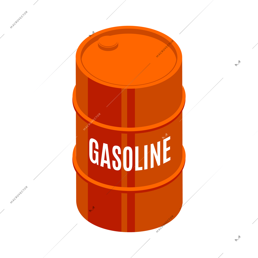 Isometric red gasoline barrel icon 3d vector illustration