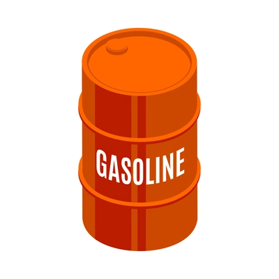 Isometric red gasoline barrel icon 3d vector illustration