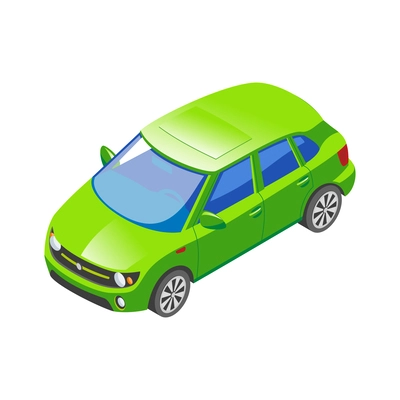 Isometric green passenger car icon 3d vector illustration