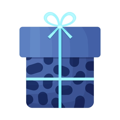 Blue gift box with bow in flat style vector illustration