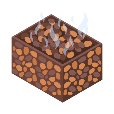 Heated stones in bathhouse isometric icon on white background 3d vector illustration