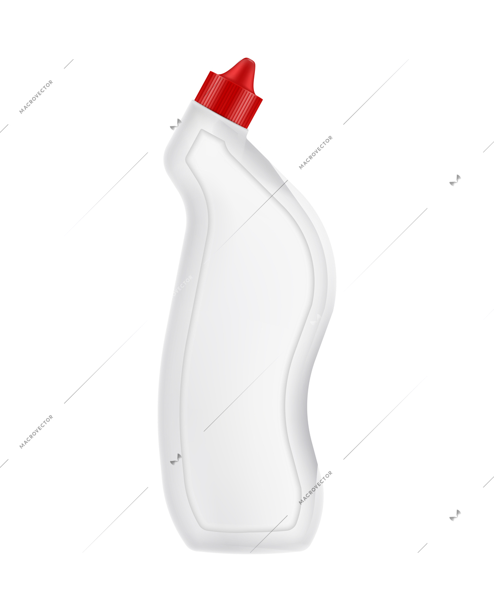 Realistic blank white plastic bottle of detergent for toilet vector illustration