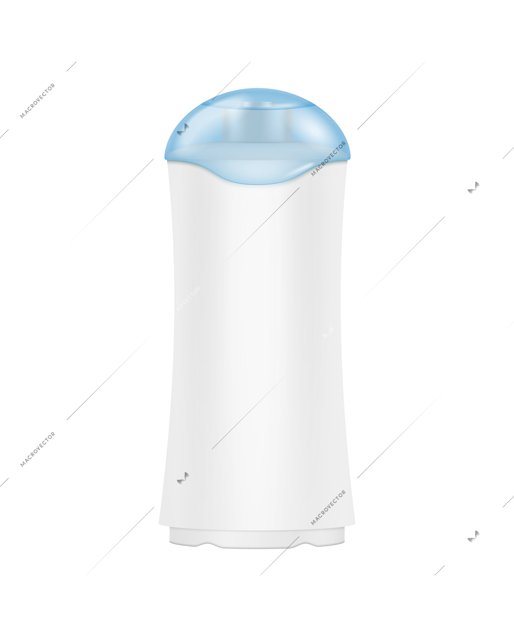 Blank plastic bottle of detergent with blue lid realistic vector illustration