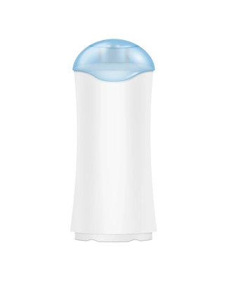 Blank plastic bottle of detergent with blue lid realistic vector illustration