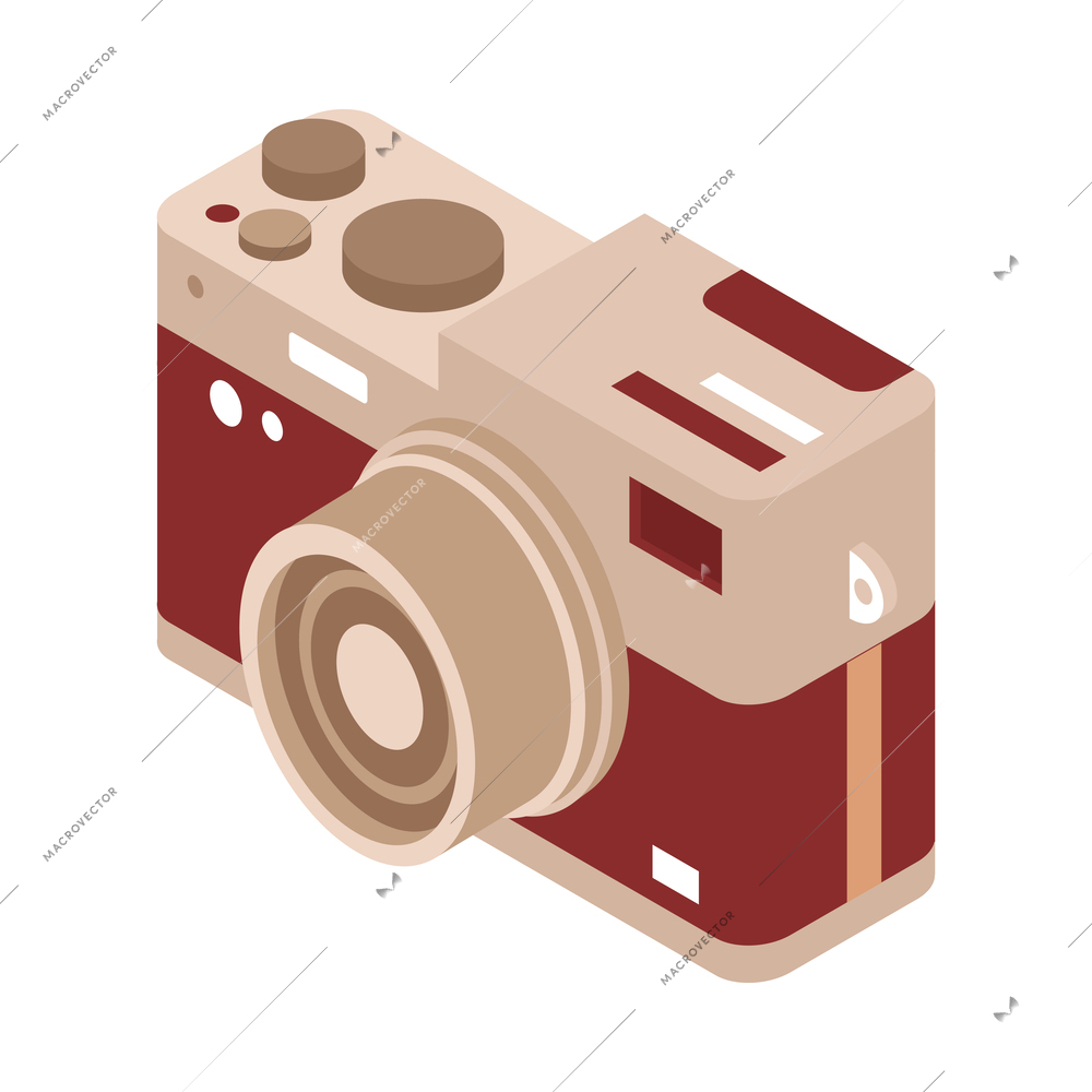 Retro style camera isometric icon 3d vector illustration