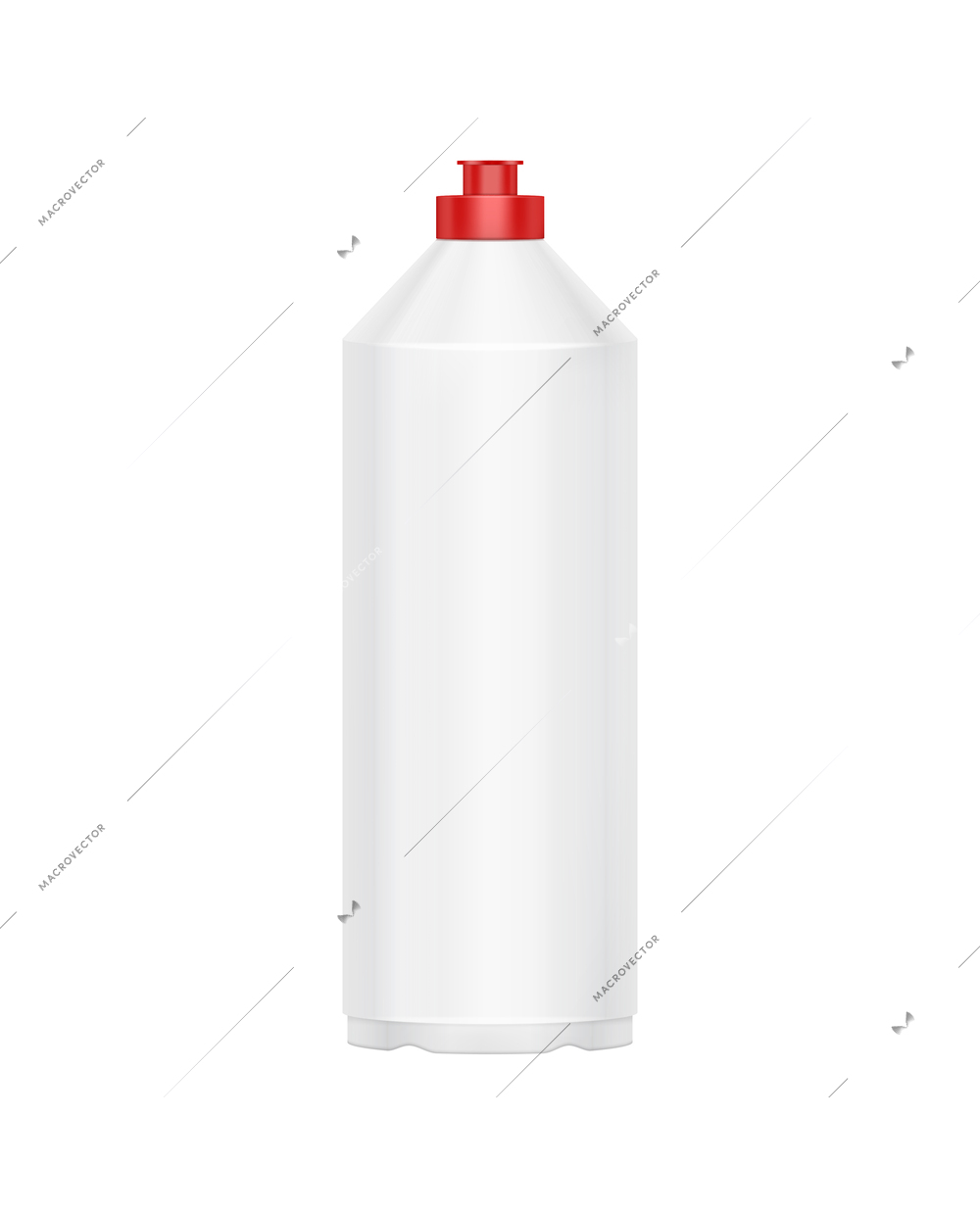 Realistic blank plastic detergent bottle mockup with red lid vector illustration