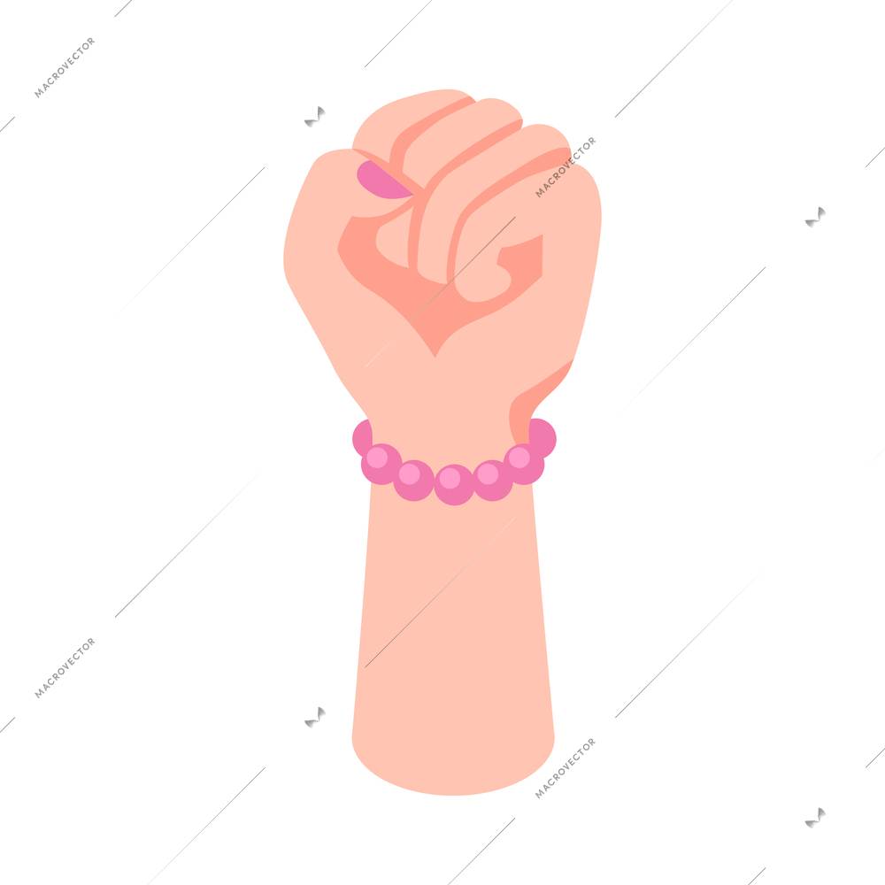 Isometric feminism conceptual icon with female fist up vector illustration