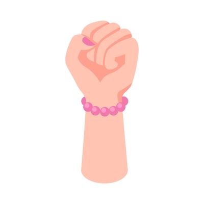 Isometric feminism conceptual icon with female fist up vector illustration