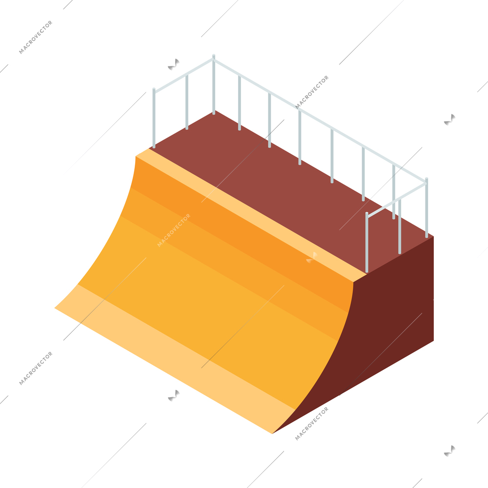 Isometric 3d skateboard ramp on white background vector illustration