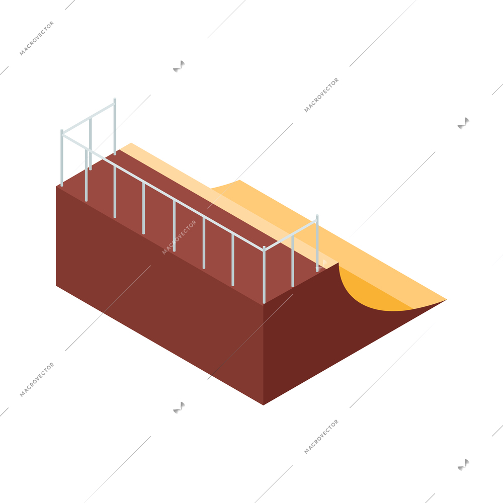 Isometric skateboard ramp skatepark element 3d vector illustration