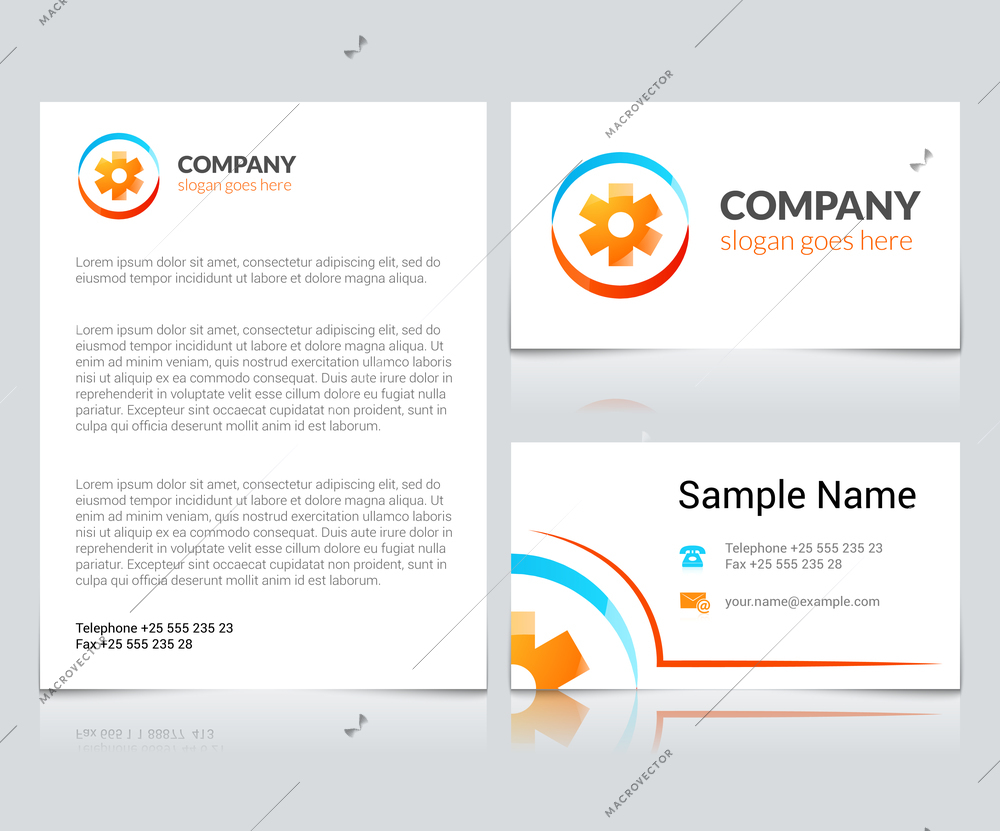 Medical paper business cards set with abstract assistance logos and symbols isolated vector illustration