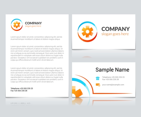 Medical paper business cards set with abstract assistance logos and symbols isolated vector illustration