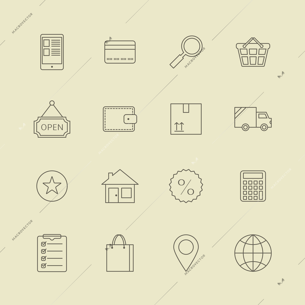 Navigation buttons for online internet store of customer service and order processing vector illustration