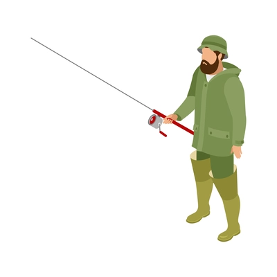 Fishing rod spinning on a white background. 3d illustration. Stock