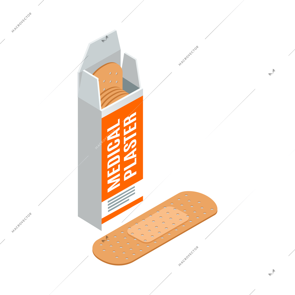 Medical adhesive tape plasters package 3d isometric icon vector illustration