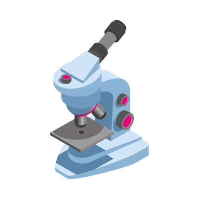 Isometric color microscope icon on white background 3d vector illustration