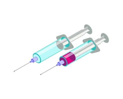 Isometric color syringes with vaccine on white background vector illustration