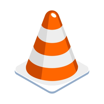 Isometric traffic road cone on white background 3d vector illustration