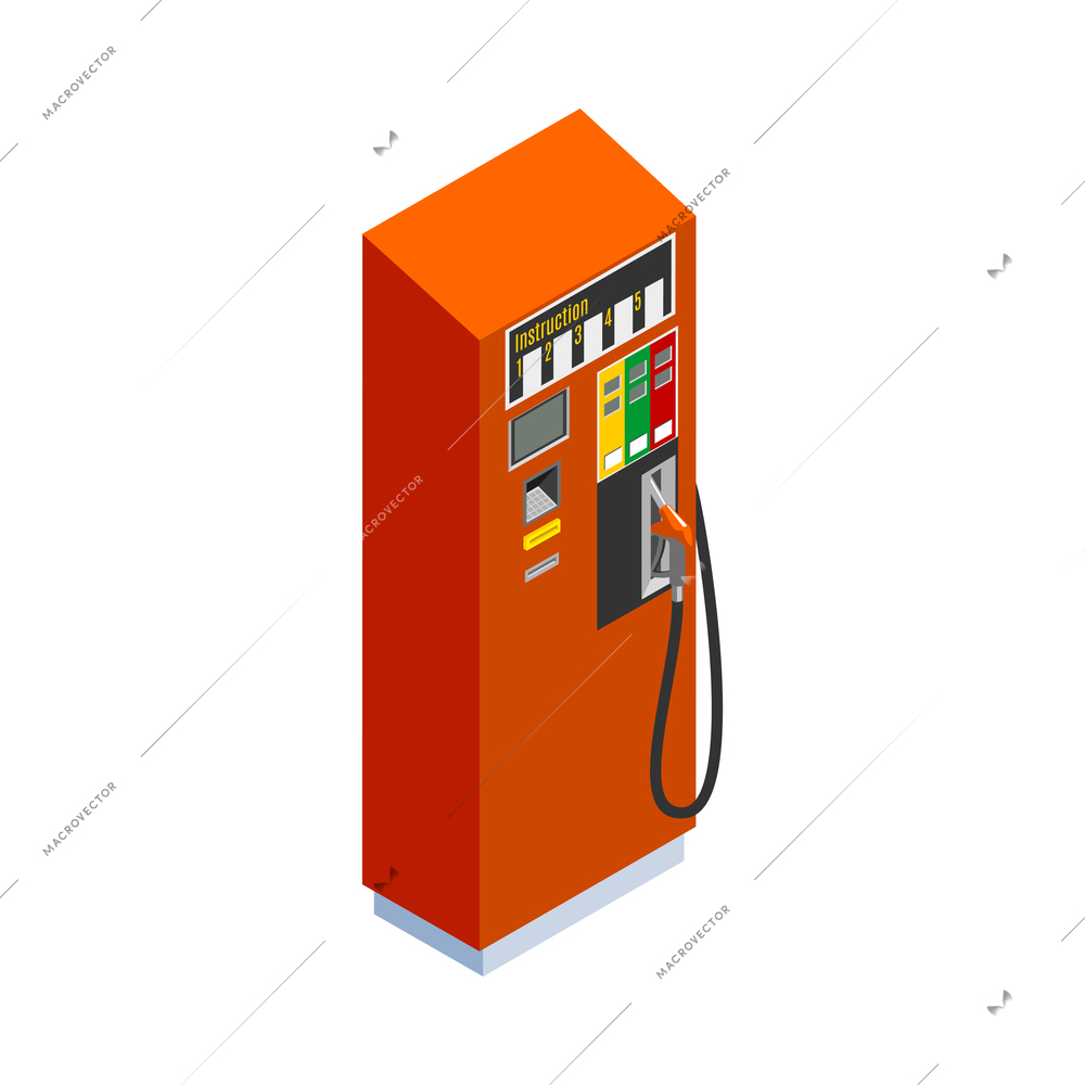 Isometric petrol filling station icon 3d vector illustration