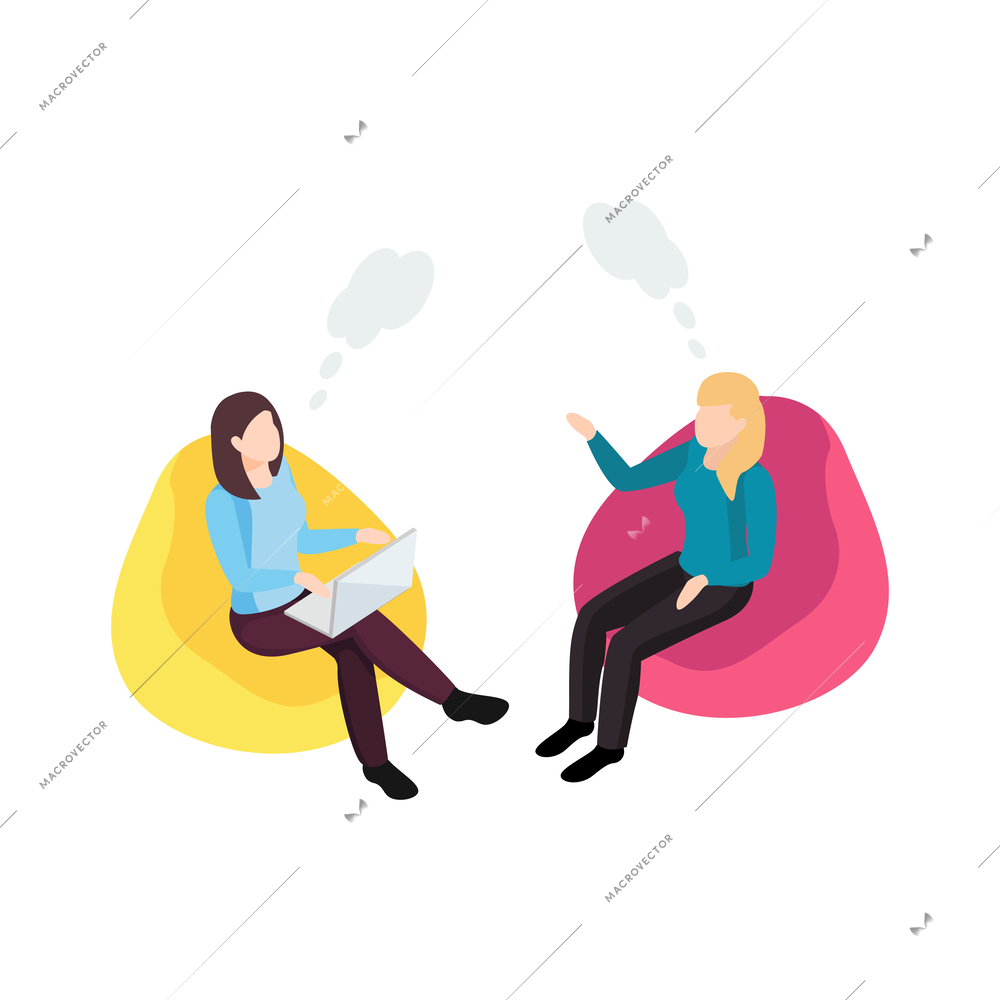 Women health isometric icon with female patient communicating with psychologist 3d vector illustration