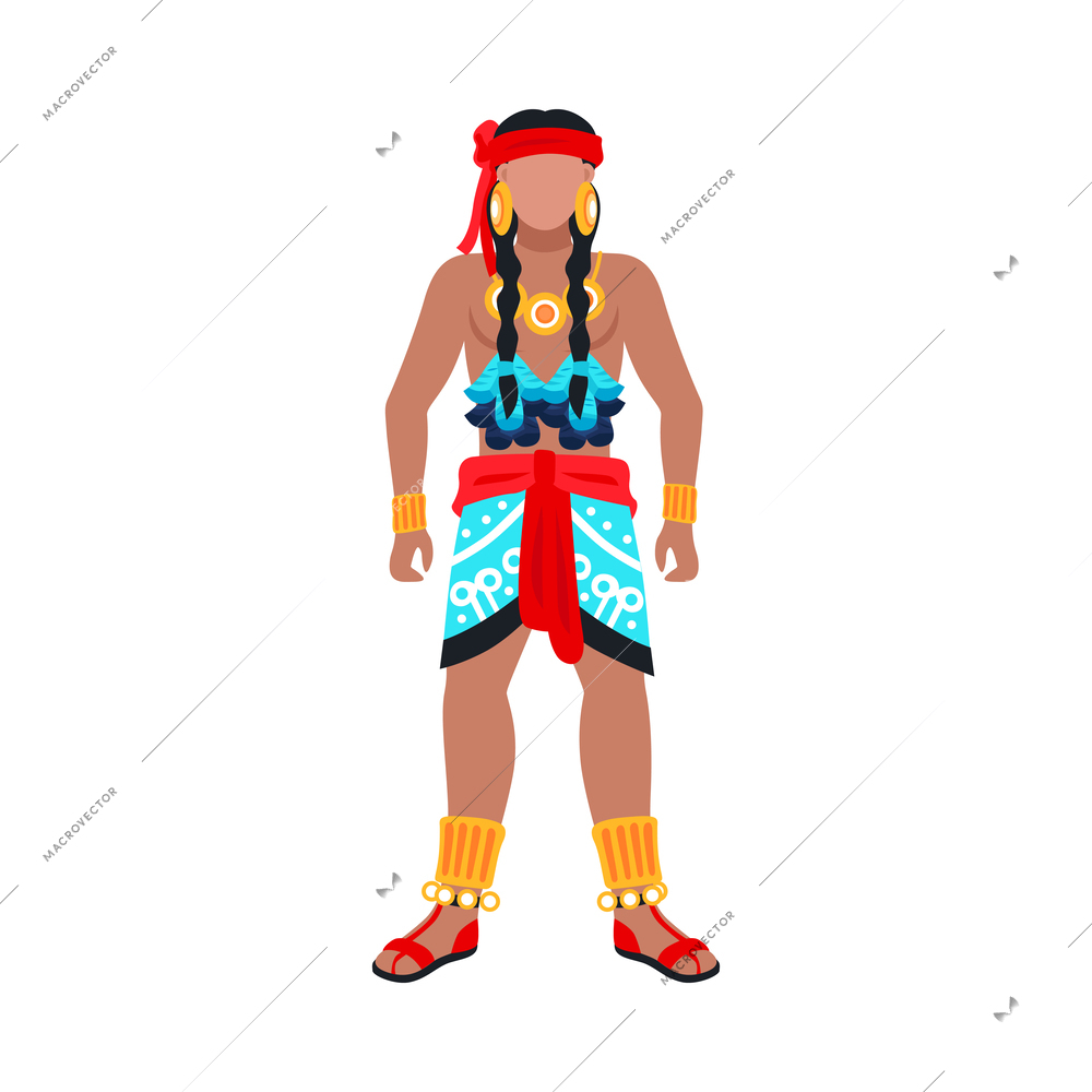 Flat ancient civilization mayan person on white background vector illustration