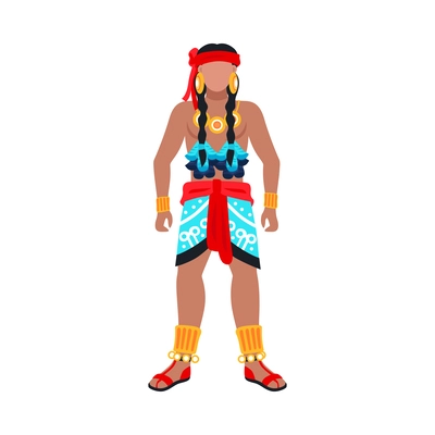 Flat ancient civilization mayan person on white background vector illustration