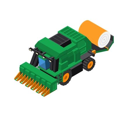 Textile industry isometric icon with cotton harvester 3d vector illustration