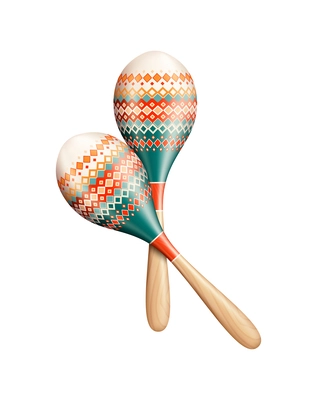 Realistic mexican color maracas on white background vector illustration