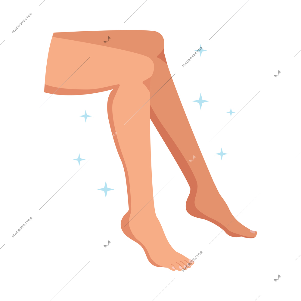 Female legs after hair removal flat vector illustration