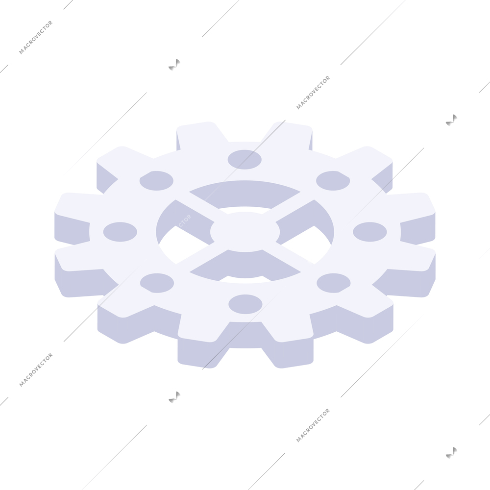 White cogwheel gear isometric icon 3d vector illustration