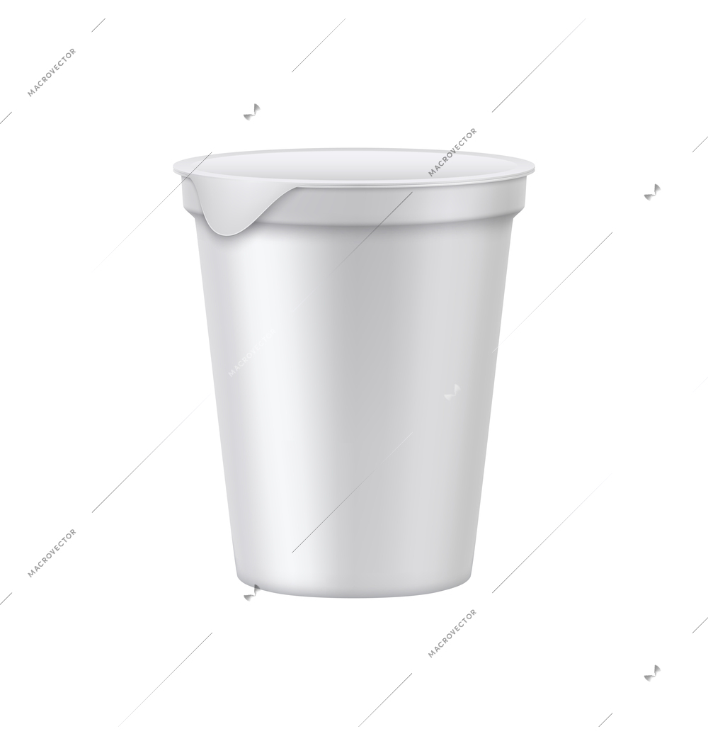 Blank white yoghurt pot mockup realistic vector illustration