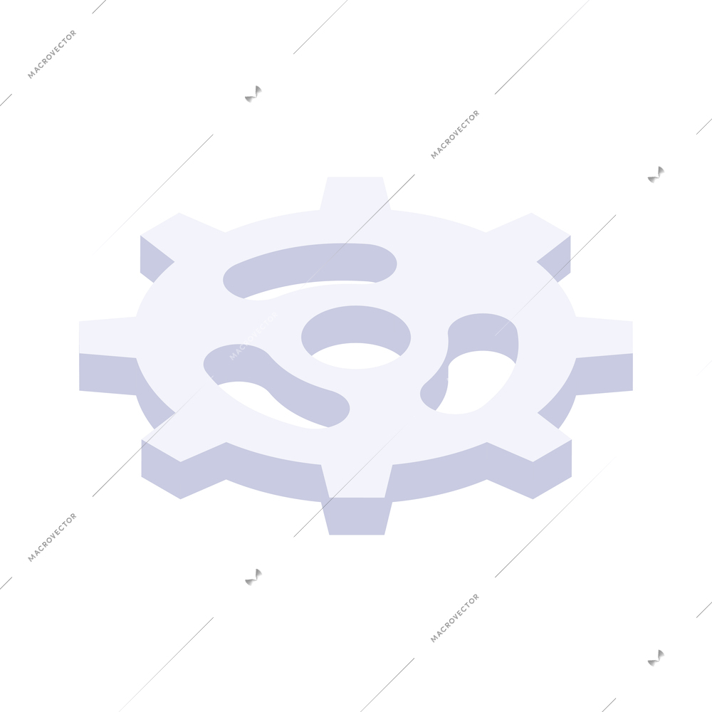 Cogwheel gear isometric icon on white color 3d vector illustration