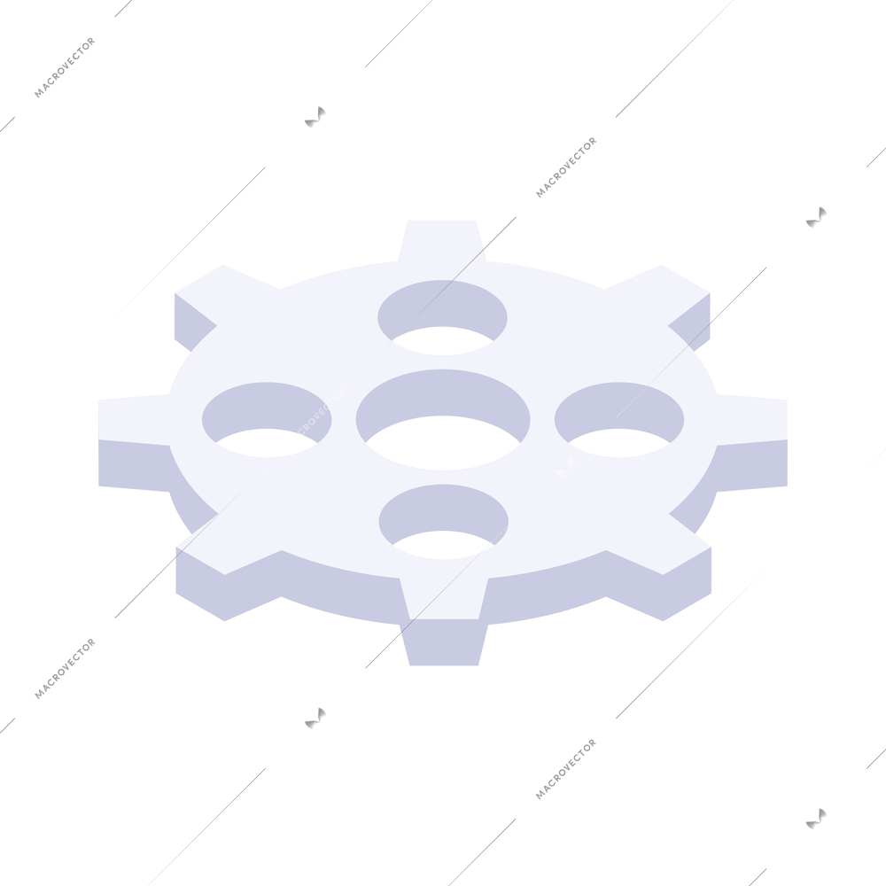 Isometric 3d white cogwheel gear icon vector illustration