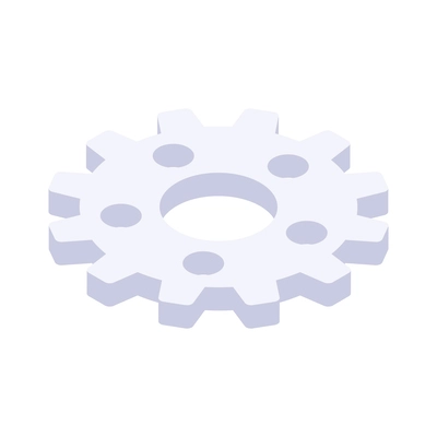 White gear isometric icon against blank background vector illustration