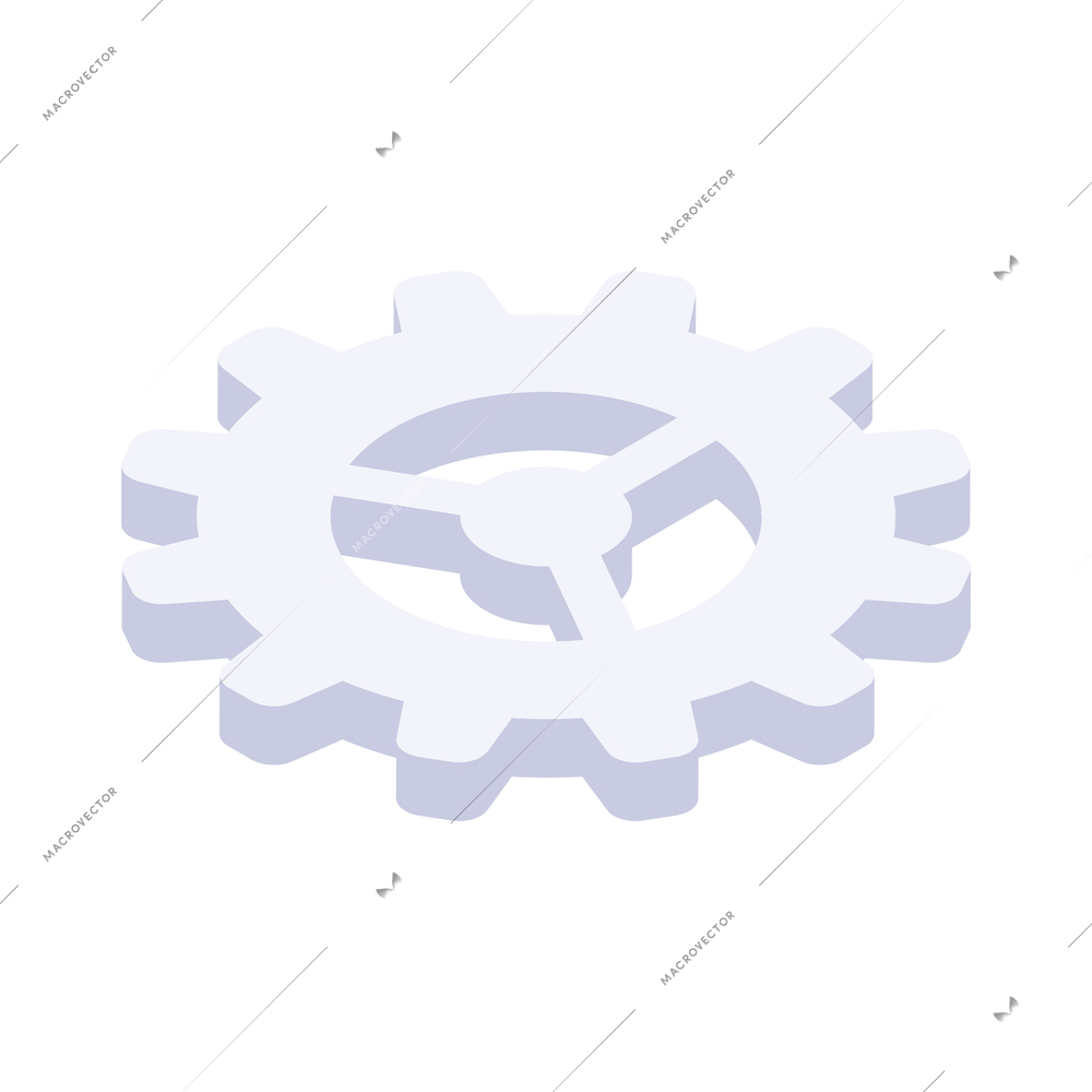 Isometric cogwheel gear in white color icon 3d vector illustration