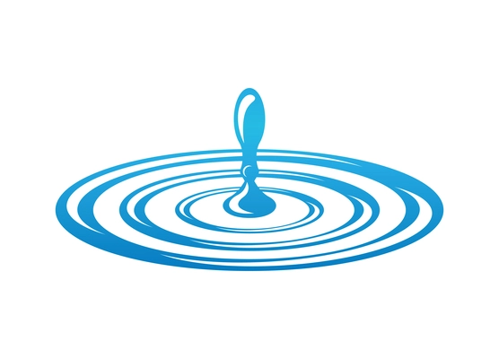 Water drop and ripple on surface flat vector illustration