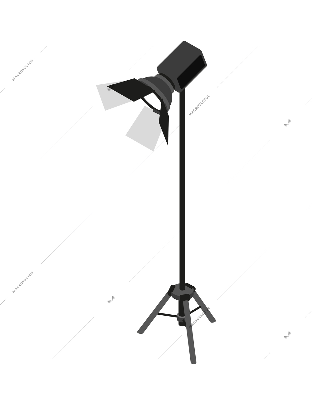 Isometric spotlight professional photograph equipment 3d vector illustration