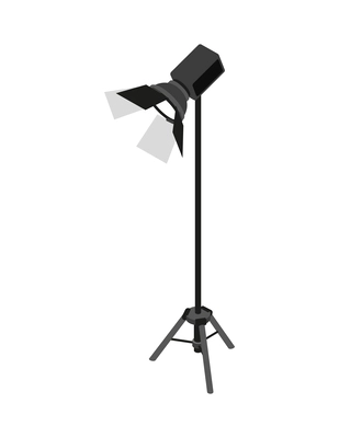 Isometric spotlight professional photograph equipment 3d vector illustration