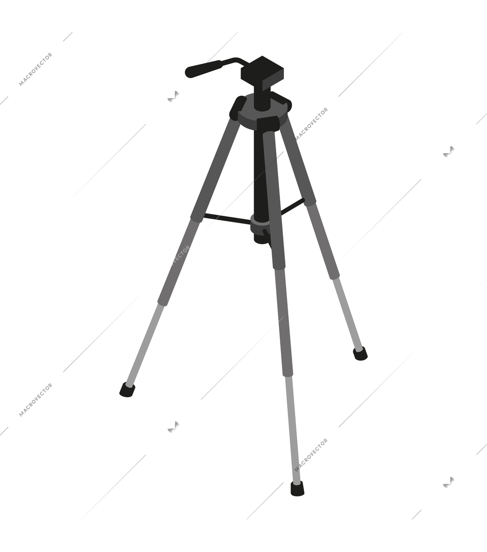 Isometric camera tripod on white background vector illustration