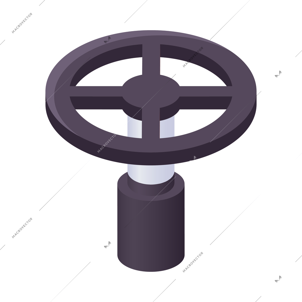 Isometric icon black valve on white background 3d vector illustraion