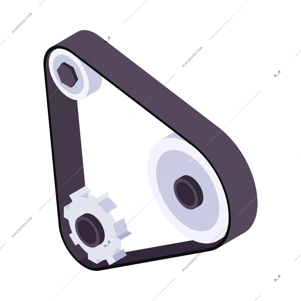 Isometric belt drive mechanism icon 3d vector illustration