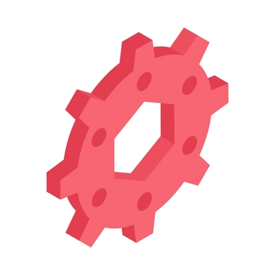 Red gear isometric icon 3d vector illustration