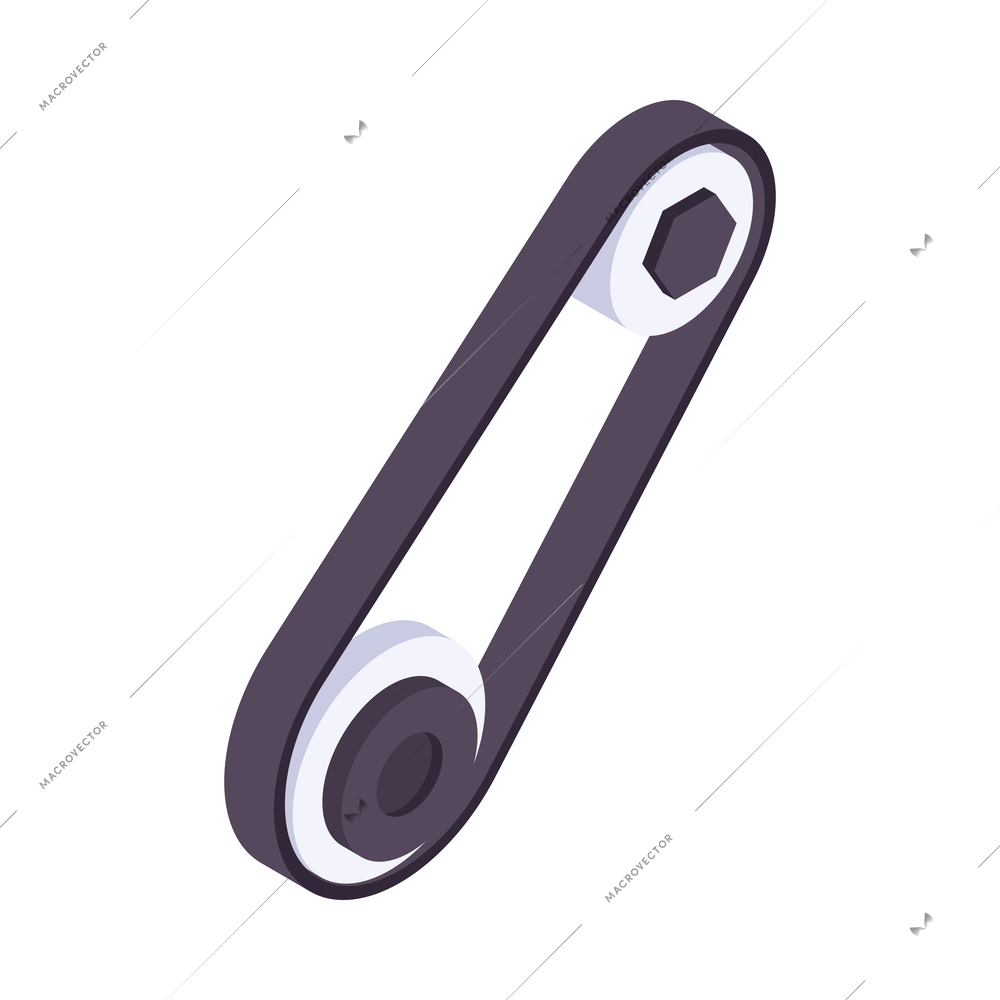 Belt drive with gears isometric mechanism part icon 3d vector illustration