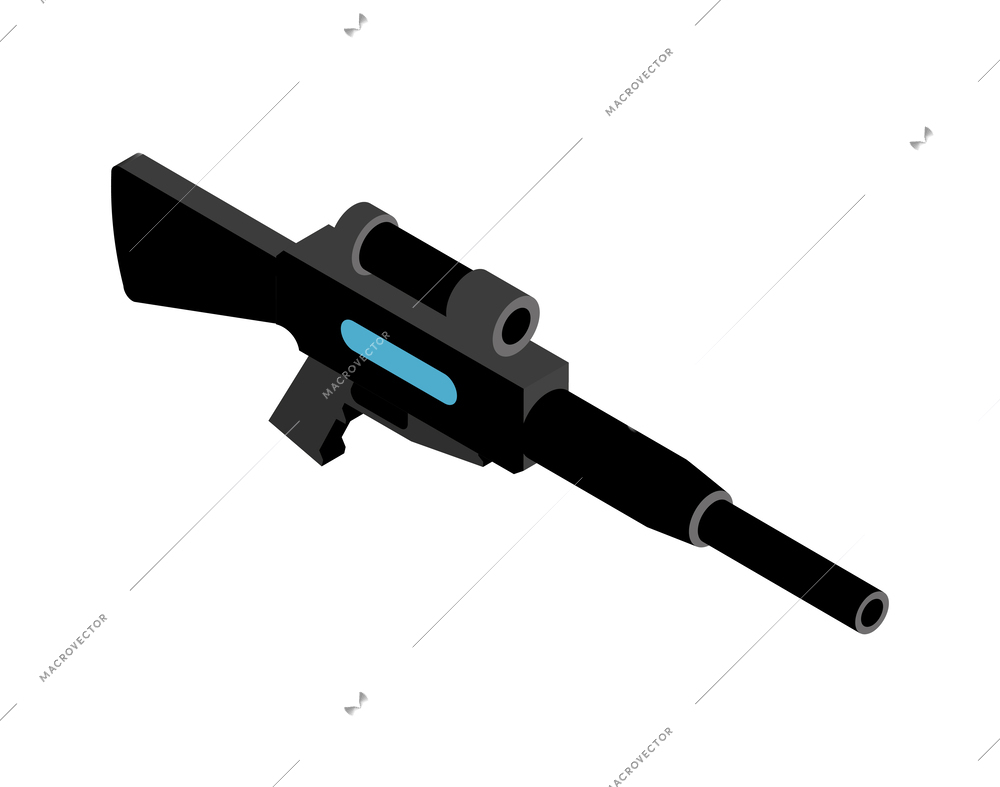 Laser tag game gun icon on white background isometric vector illustration