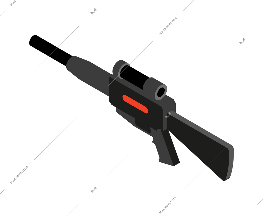 Laser tag game gun isometric vector illustration